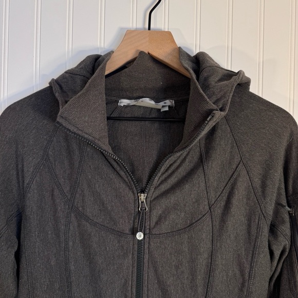 Athleta Full Zip Charcoal Gray Athletic Hoodie Thumb Hole Women’s Size Small - Picture 2 of 14